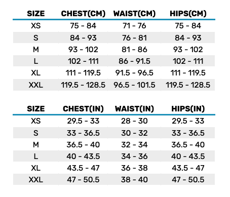 2026 Orca Mens Tri 0 Size Chart